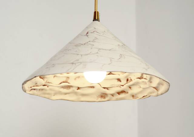 Warm White & Brown Handmade Ceramic Pendant Lamp For Home Lighting Remodel Plug-In - image 1