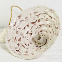 Warm White & Brown Handmade Ceramic Pendant Lamp For Home Lighting Remodel Plug-In - thumbnail 3