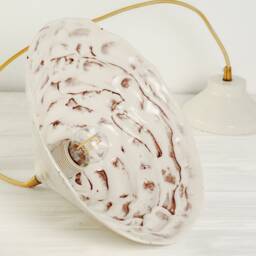 Warm White & Brown Handmade Ceramic Pendant Lamp For Home Lighting Remodel Plug-In - thumbnail 2