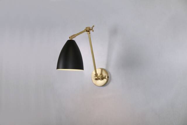 Long Wall Lamp, Black Bedside Wall Lamp, Arm Lamp Sconce , Brass Adjustable Lighting, For Bathroom - image 1