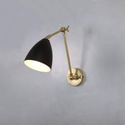 Long Wall Lamp, Black Bedside Wall Lamp, Arm Lamp Sconce , Brass Adjustable Lighting, For Bathroom - thumbnail 2