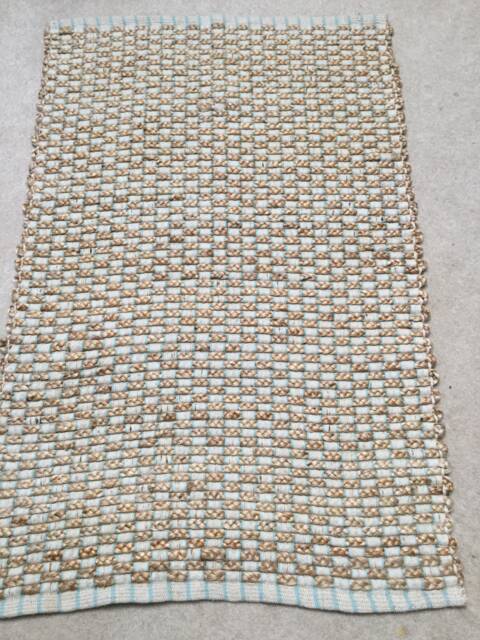 "Chindi Rag Jute Rug, Beautiful Handmade Boho Rug, Jute Vegan Rug 48""x30" - image 1
