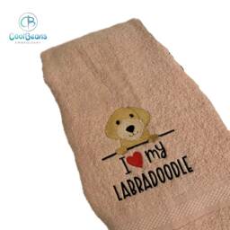 Labradoodle Dog Towel - Personalised Face Cloth/Hand Bath Embroidered - thumbnail 2