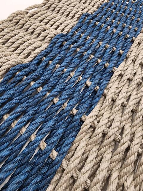 Rope Mat Made With Lobster Tan & Navy Blue