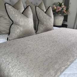Bespoke Taupe Bed Runner, Cover, Luxury Throw Scarf Comforter, Double - King Size Bedcover Bedding Blake Gold - thumbnail 4