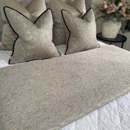 Bespoke Taupe Bed Runner, Cover, Luxury Throw Scarf Comforter, Double - King Size Bedcover Bedding Blake Gold