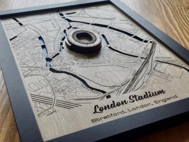 London Stadium Wall Art Laser Engraved Wood, West Ham United Fc Gift - image 1