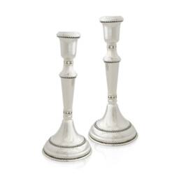 Large Classic Shabbat Candlesticks Made Of 925 Sterling Silver With Filigree Decoration - Jewish Wedding Gift For The Bride - thumbnail 2