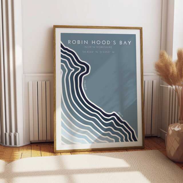 Robin Hood's Bay Coastal Print Minimalist North Yorkshire Art - Free Personalisation - image 1