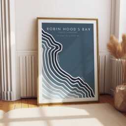 Robin Hood's Bay Coastal Print Minimalist North Yorkshire Art - Free Personalisation - thumbnail 3