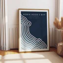 Robin Hood's Bay Coastal Print Minimalist North Yorkshire Art - Free Personalisation - thumbnail 2