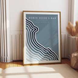 Robin Hood's Bay Coastal Print Minimalist North Yorkshire Art - Free Personalisation - thumbnail 1