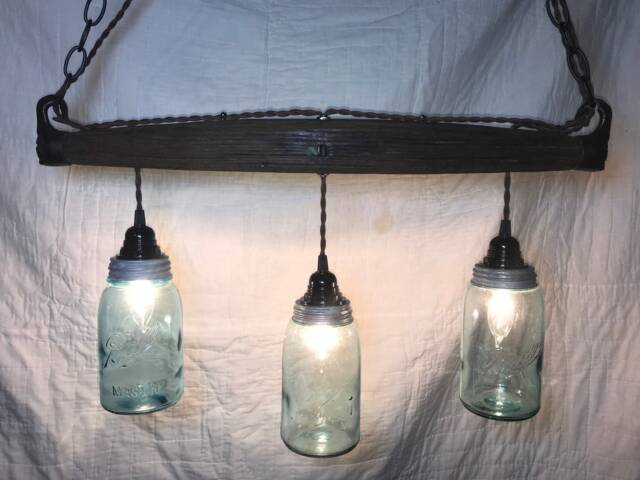 Horse Yoke Mason Jar Chandelier - image 1