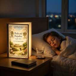 Pride & Prejudice Book Lamp, Romantic Literary Wooden Led Light, Jane Austen Night Gift For Her - thumbnail 3