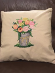 Embroidered Pillow Cover-Spring Bucket Of Blooms - thumbnail 1