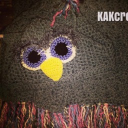 Crocheted Hooded Owl Blanket With Fringe Custom Colors - thumbnail 1