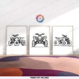 Quad Bike Prints - Minimal Nursery Decor - Set Of 3 Posters Transport Wall Art Kids Boys Room Home Vehicle Line Drawing - thumbnail 1