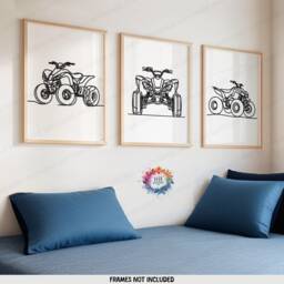 Quad Bike Prints - Minimal Nursery Decor - Set Of 3 Posters Transport Wall Art Kids Boys Room Home Vehicle Line Drawing - thumbnail 2