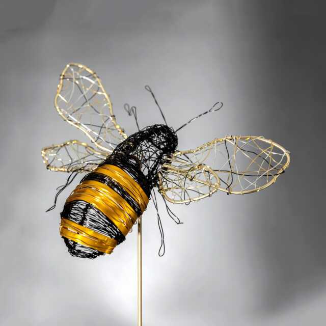 Bumble Bee Sculpture, Copper Wire Art Insect Decor, Original Artwork - image 1