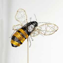 Bumble Bee Sculpture, Copper Wire Art Insect Decor, Original Artwork - thumbnail 3