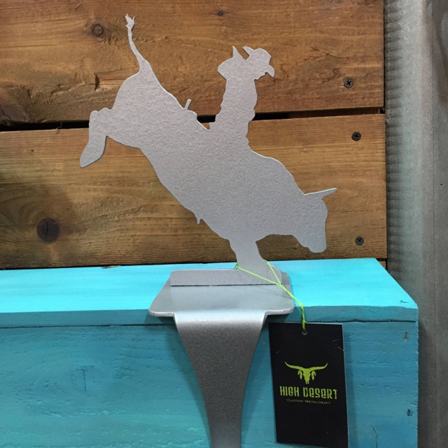 Bull Rider Stocking Hanger - Cowboy Christmas Gift Rodeo Decor Personalized - image 1