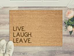 Natural Door Mat - Brown Coir Doormat New Home Or House Mats Live Laugh Leave Housewarming Gift For Couples Funny Pun Present - thumbnail 1