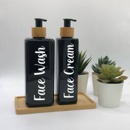 Personalised Black Square Soap Dispenser Bottle With Bamboo Pump 250Ml & 500Ml - thumbnail 2