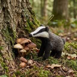 Bertie Badger - Needle Felt Hanging Decoration Countryside Eco Friendly Handmade Fair Trade Woodland Christmas - thumbnail 4