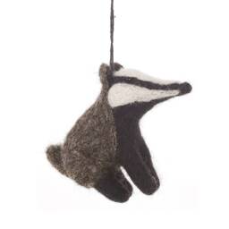 Bertie Badger - Needle Felt Hanging Decoration Countryside Eco Friendly Handmade Fair Trade Woodland Christmas - thumbnail 3