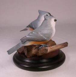 Tufted Titmouse Pair #2 Hand Carved & Painted Wooden Bird - thumbnail 4