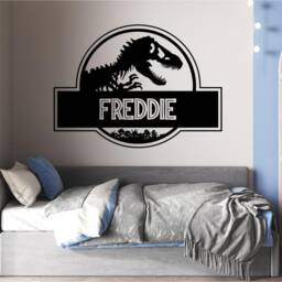 Personalised Trex Dinosaur Name Wall Sticker, Jurassic Gift, Custom Kids Decor, Boys - thumbnail 3