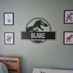 Personalised Trex Dinosaur Name Wall Sticker, Jurassic Gift, Custom Kids Decor, Boys - thumbnail 1