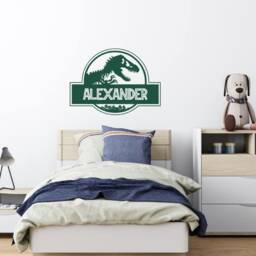 Personalised Trex Dinosaur Name Wall Sticker, Jurassic Gift, Custom Kids Decor, Boys - thumbnail 2