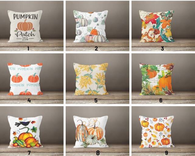 Halloween Pumpkin Cushion Covers/Decorative Autumn Pillow Cases/Dry Leaves Orange Yellow Print Cases/Pumpkin & Cover - image 1