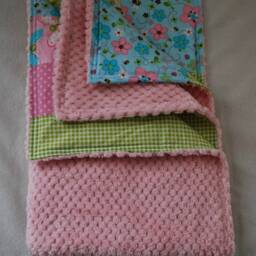 Butterfly & Flower Baby Girl Blanket - Pink, Blue Green Blanket, Nursery Decor, Shower Gift, Patchwork Blanket - thumbnail 3