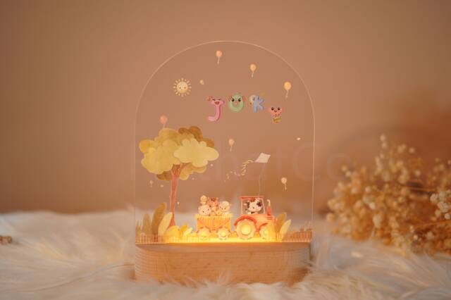Custom Name Night Light, Personalized Baby Animal, Nursery Lamp - image 1