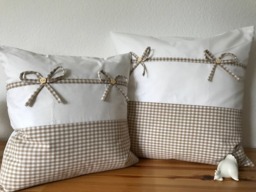 1x Country Style Cushion Covercushion Cover Beige/White - thumbnail 1