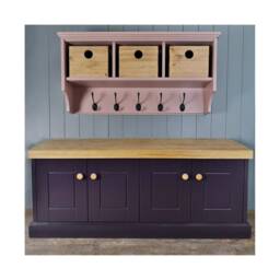 Handmade Hallway Coat Rack & Shoe Storage Cupboard With Boxes