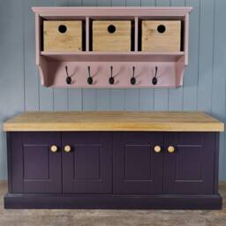 Large Handmade Shoe Storage Cupboard, Coat Rack Hallway Set Incl Boxes Alternate To Baskets. Shoe Hooks, Choice Of Colours - thumbnail 2