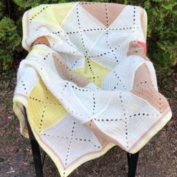 Yellow & Tan Basic Granny Square Patchwork Crochet Blanket - thumbnail 2