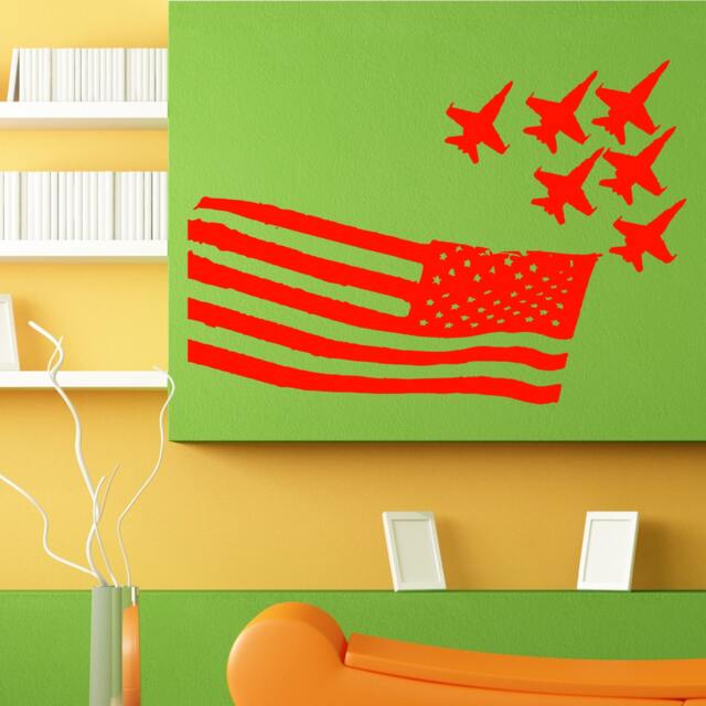Fighter Jet Plane American Flag Country Patriotism Design Wall Sticker Vinyl Mural Decal Home House Apartment Art Decor Free Shipping L119 - image 1