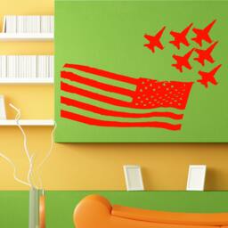Fighter Jet Plane American Flag Country Patriotism Design Wall Sticker Vinyl Mural Decal Home House Apartment Art Decor Free Shipping L119 - thumbnail 1