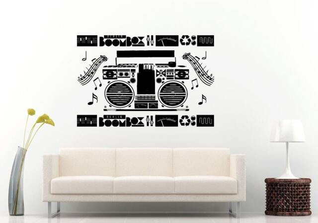 Boom Box Retro Old School Music Player A-Track Cassette Tape Radio Speakers Wall Decal Vinyl Sticker Mural Room Decor L985 - image 1