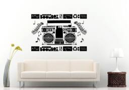 Boom Box Retro Old School Music Player A-Track Cassette Tape Radio Speakers Wall Decal Vinyl Sticker Mural Room Decor L985 - thumbnail 1