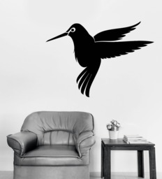 Wall Vinyl Decal Silhouette Flight Small Hummingbird Decoration For Living Room Decor - #2460Dn - thumbnail 1