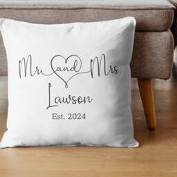 Personalised Cushion Mr & Mrs, & Etc./Wedding Cover Only Or With Insert 40cm X Cream Linen White Velvet - thumbnail 4