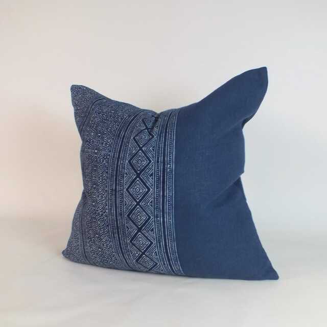 Hmong Batik Pillow Hand-Painted Fabrics Indigo Ethnic Decorative Sofa Cushions - image 1