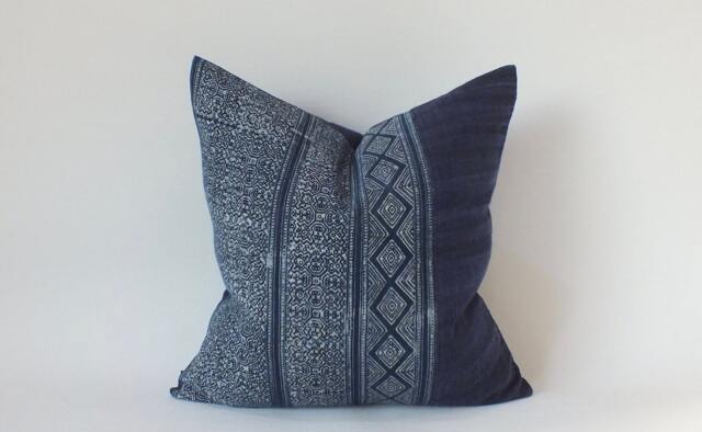 Hmong Batik Pillow Hand-Painted Fabrics Indigo Ethnic Decorative Sofa Cushions - image 1