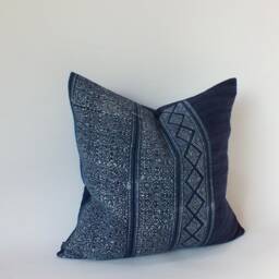 Hmong Batik Pillow Hand-Painted Fabrics Indigo Ethnic Decorative Sofa Cushions - thumbnail 2