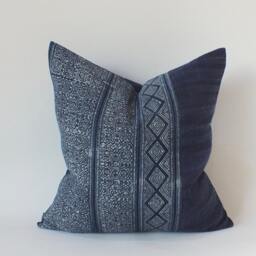 Hmong Batik Pillow Hand-Painted Fabrics Indigo Ethnic Decorative Sofa Cushions - thumbnail 3
